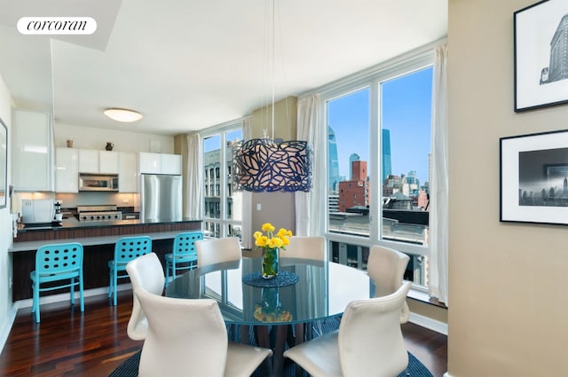 dining room with dark hardwood / wood-style floors