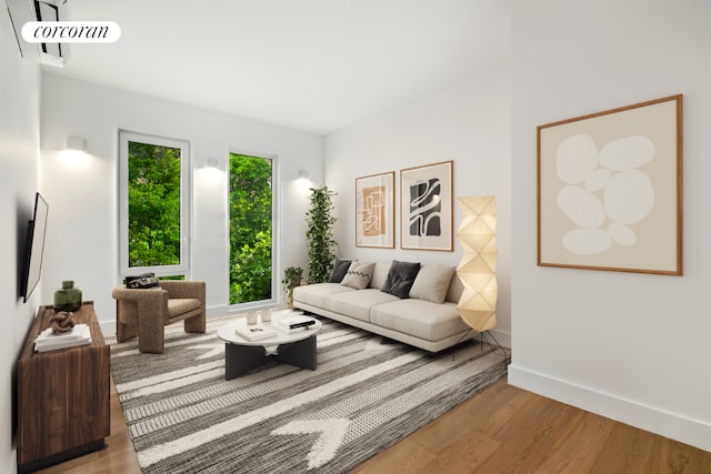 living room featuring light hardwood / wood-style floors