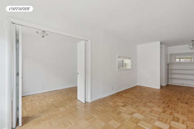 interior space with light parquet floors