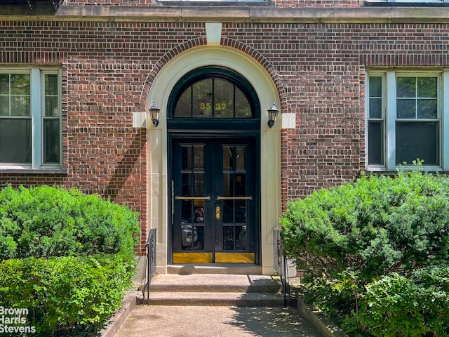 view of exterior entry with french doors