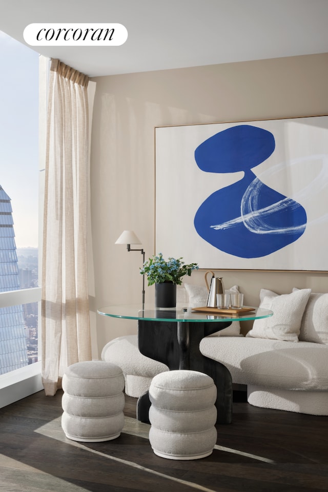 35 Hudson Yards Unit 7302, New York City, NY 10001 - living area with wood finished floors