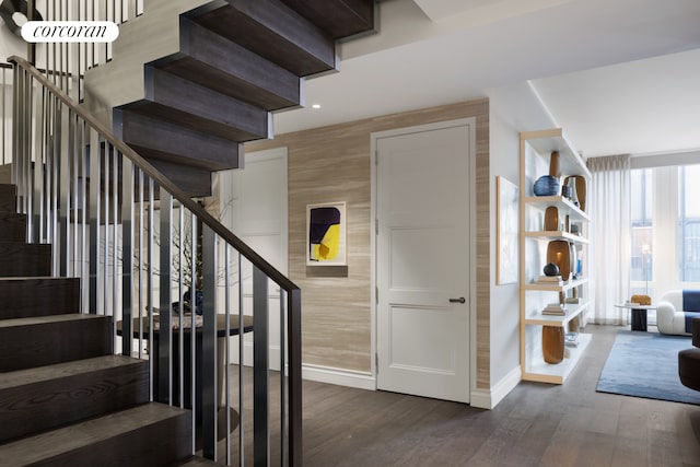 35 Hudson Yards Unit 7302, New York City, NY 10001 - stairs featuring baseboards and wood finished floors