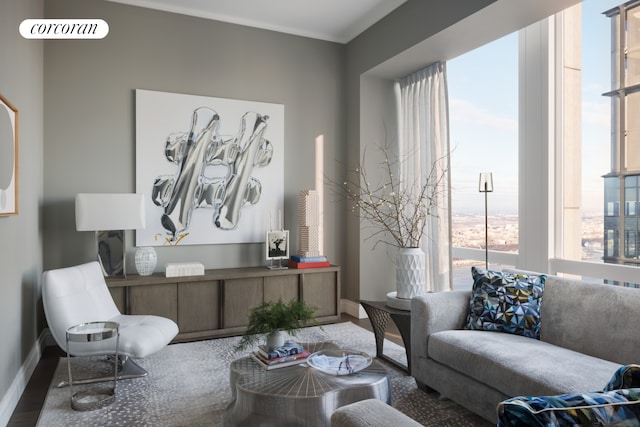 35 Hudson Yards Unit 7302, New York City, NY 10001 - living area with wood finished floors and baseboards