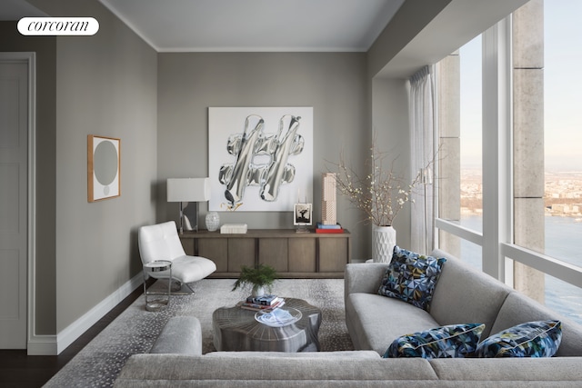 35 Hudson Yards Unit 7302, New York City, NY 10001 - living area featuring wood finished floors and baseboards
