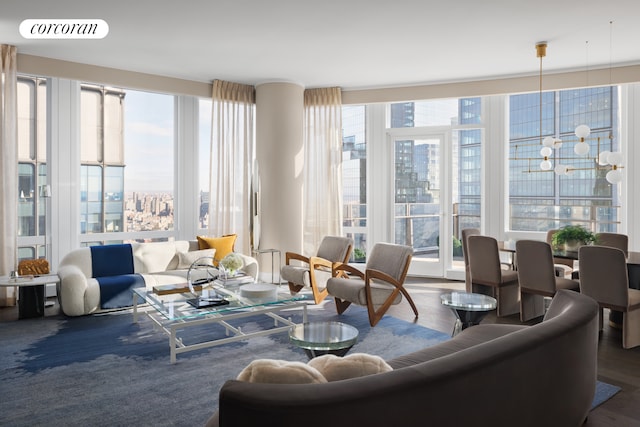 35 Hudson Yards Unit 7302, New York City, NY 10001 - living room with wood finished floors and a city view
