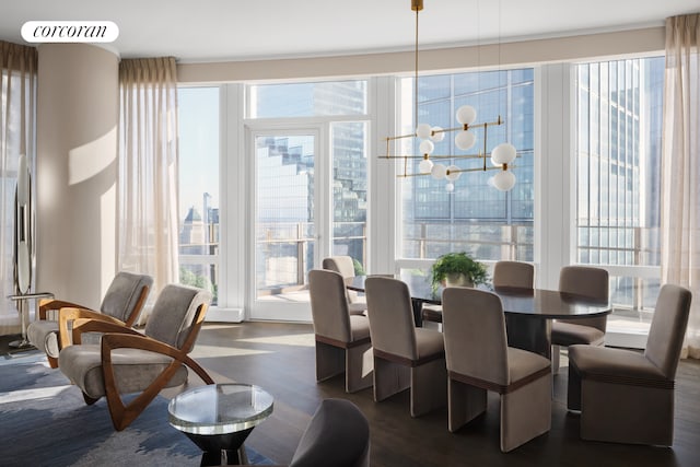 35 Hudson Yards Unit 7302, New York City, NY 10001 - dining space with dark wood-style flooring