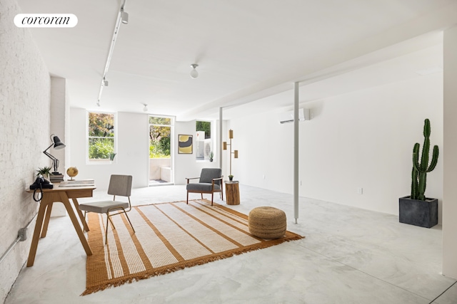 living area with a wall unit AC