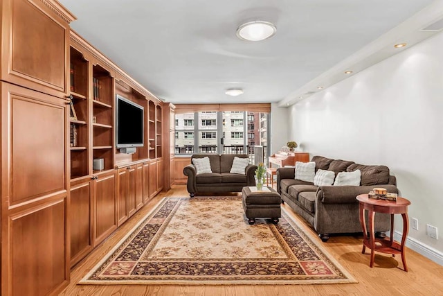 living room featuring light wood-type flooring