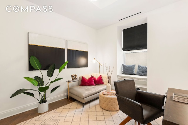 living room featuring light wood-type flooring