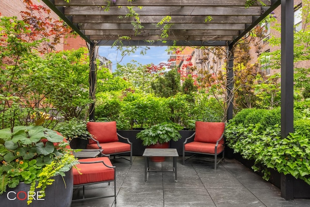 400 W 23rd St Unit 3Lk, New York City, NY 10011 - view of patio / terrace with a pergola and outdoor lounge area