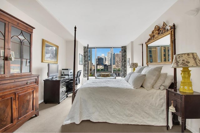 carpeted bedroom with expansive windows