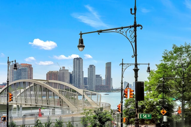 city view with a water view