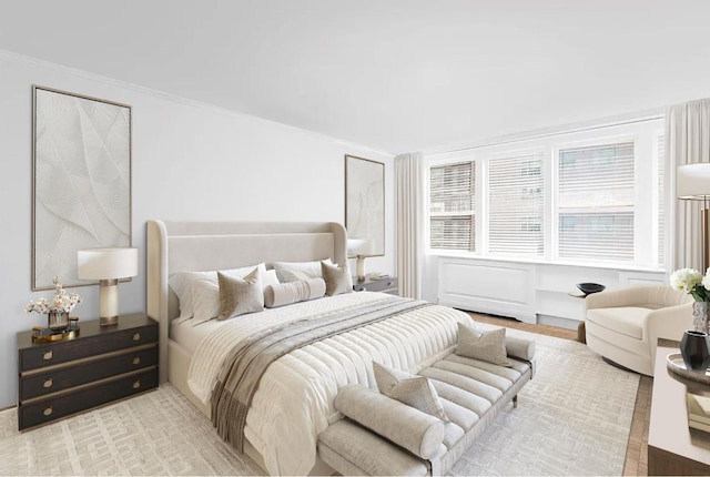 bedroom with ornamental molding