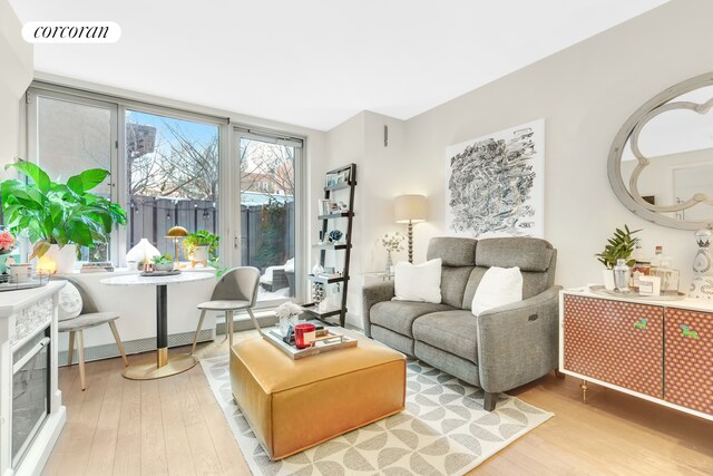 living room with wood-type flooring