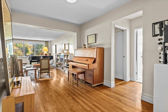 office area featuring light hardwood / wood-style floors