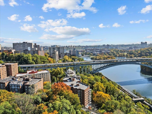 view of urban area featuring a notable bridge
