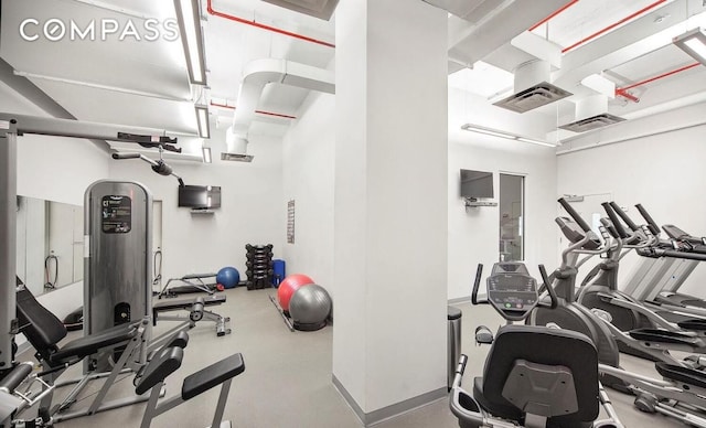 workout area featuring visible vents