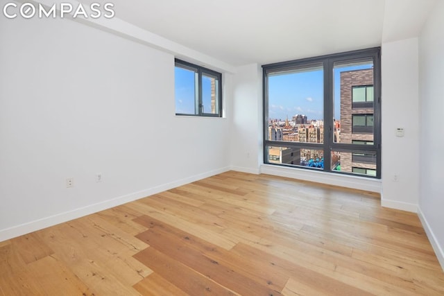 spare room featuring a healthy amount of sunlight and light hardwood / wood-style flooring