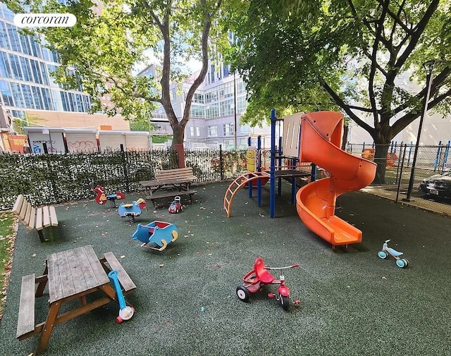 communal playground with fence