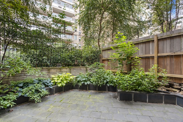 view of patio featuring a fenced backyard