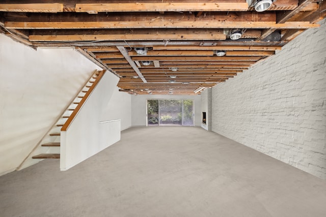 basement featuring stairway