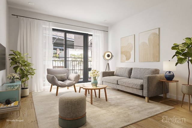 living room featuring hardwood / wood-style floors