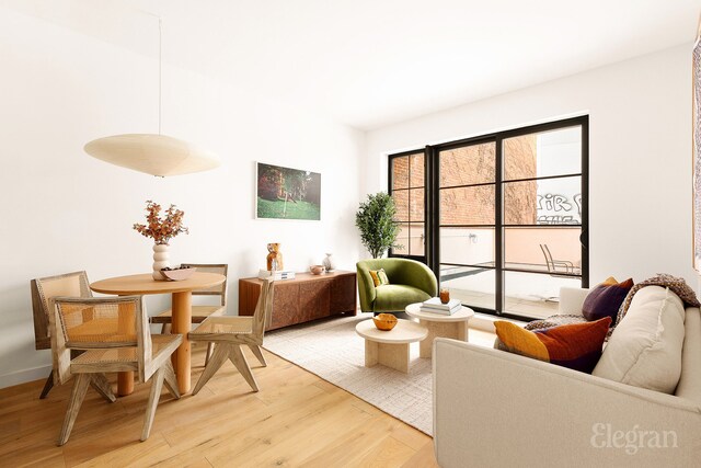 living room with light wood finished floors