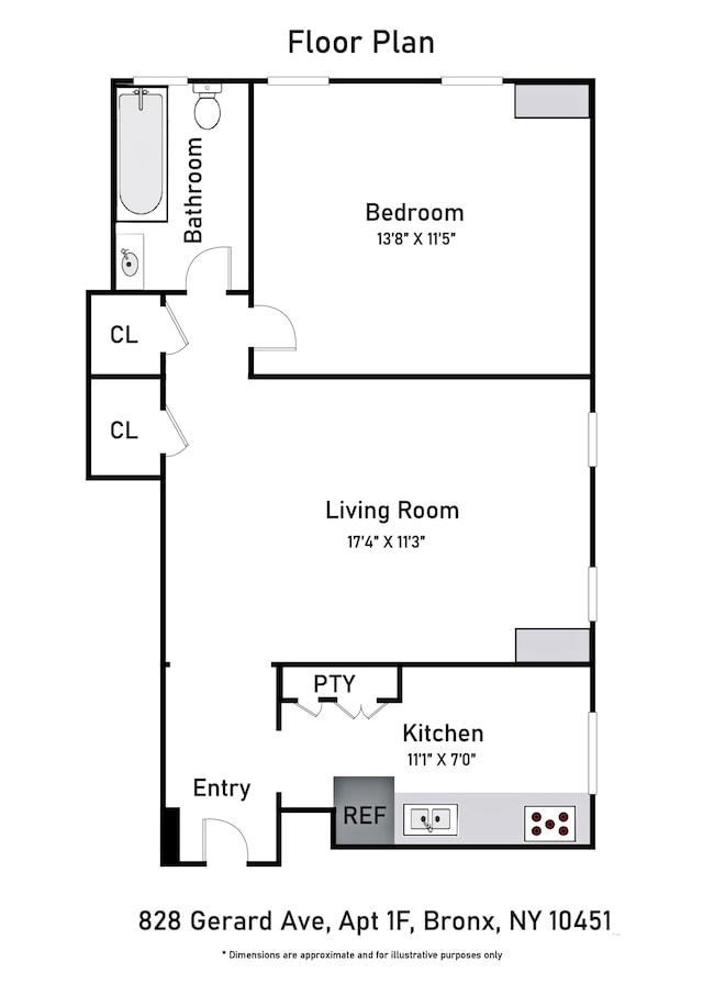 828 Gerard Ave Unit 1F, New York City, NY 10451 - property floor plan