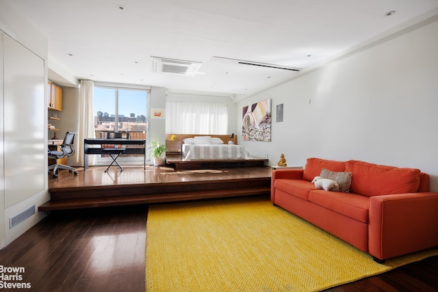 living room with hardwood / wood-style floors