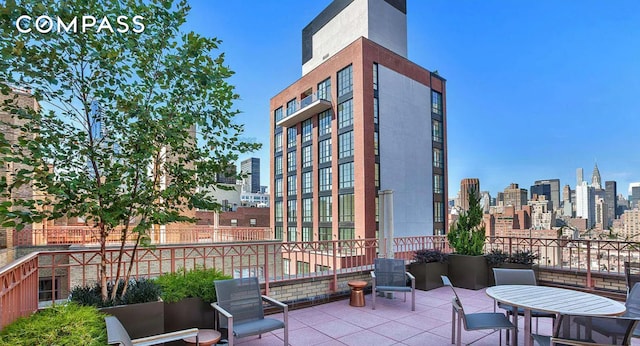 view of patio with a view of city