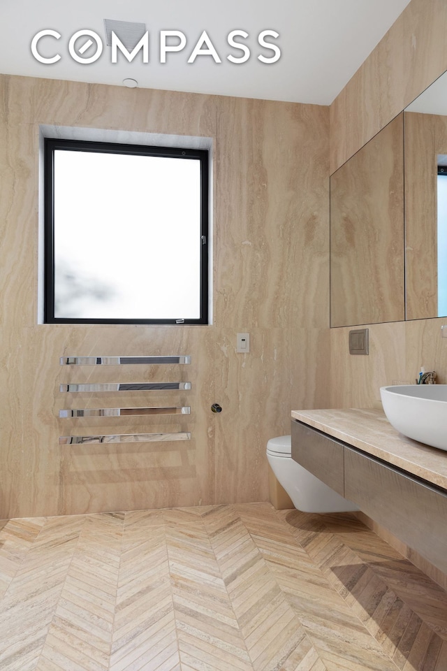 bathroom with toilet and vanity