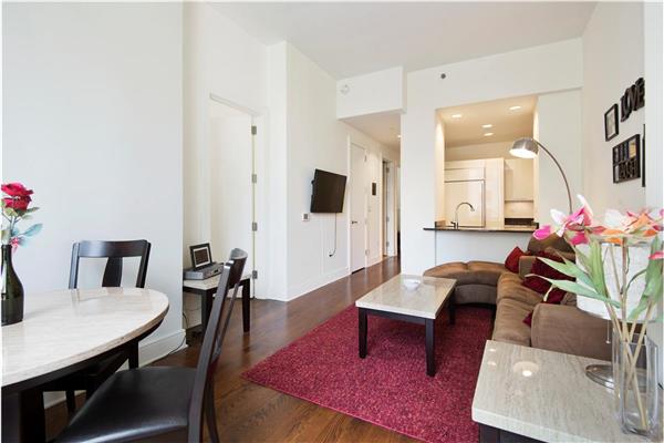 living area with dark wood finished floors