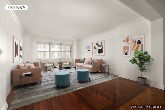 27 E 65th St Unit 5Bc, New York City, NY 10065 - living area featuring crown molding