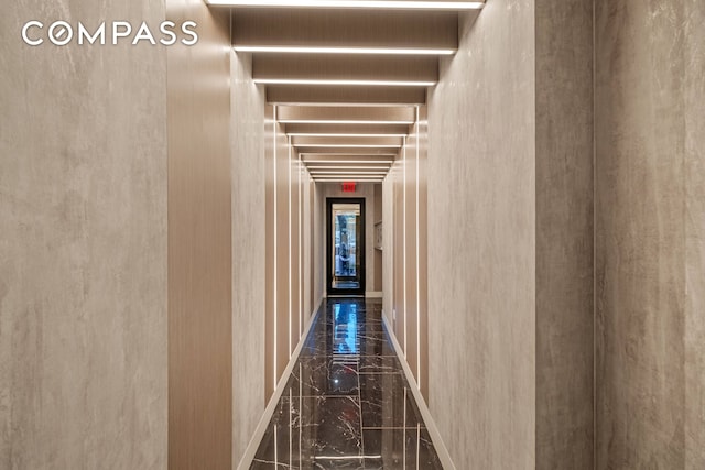394 Harman St Unit 1B, New York City, NY 11237 - hallway featuring baseboards and marble finish flooring