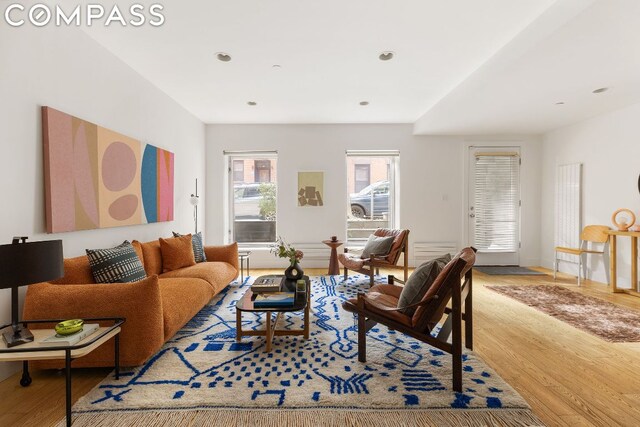 living room featuring light hardwood / wood-style floors