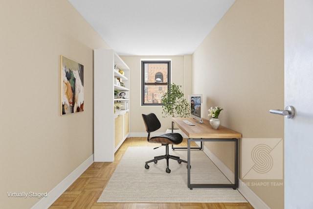 office with light parquet floors