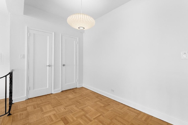 interior space featuring light parquet flooring