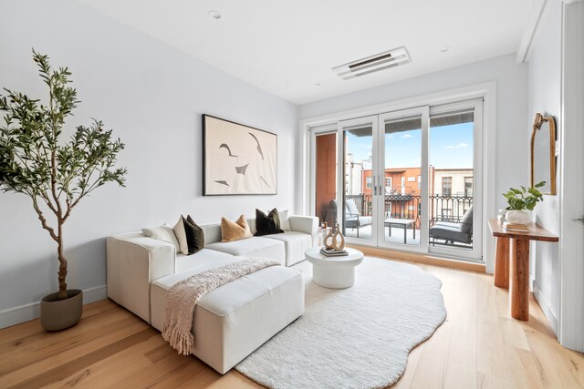 living room featuring light hardwood / wood-style flooring