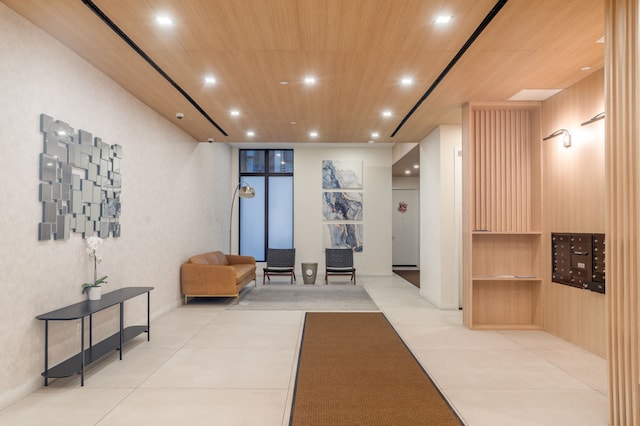 249 E 50th St Unit 7A, New York City, NY 10022 - lobby with recessed lighting and wooden ceiling