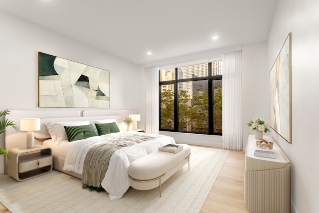 bedroom featuring light hardwood / wood-style floors