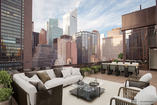 249 E 50th St Unit 7A, New York City, NY 10022 - view of patio with an outdoor living space and a view of skyline