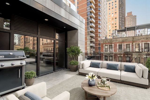 249 E 50th St Unit 7A, New York City, NY 10022 - building lobby featuring a towering ceiling, floor to ceiling windows, and a view of city