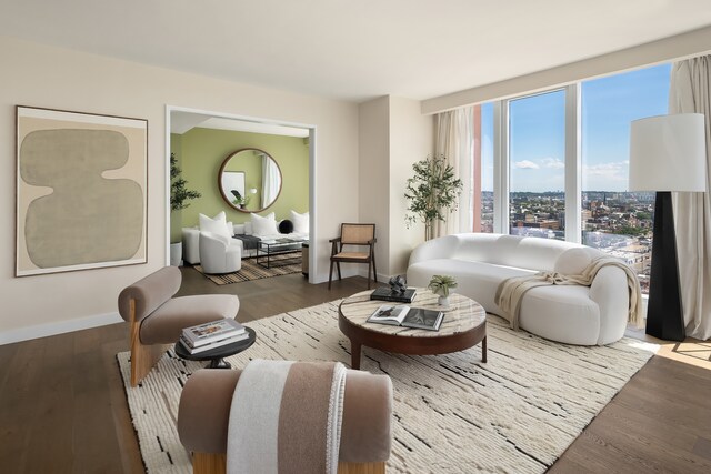50 Bridge Park Dr Unit 25Ae, New York City, NY 11201 - living area with baseboards and wood finished floors