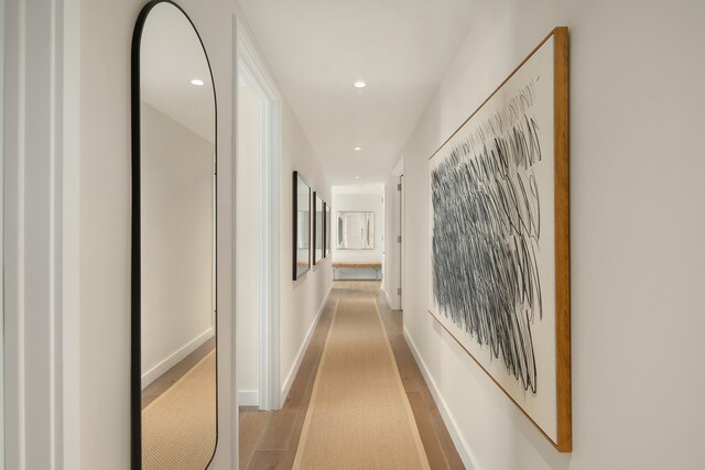 50 Bridge Park Dr Unit 25Ae, New York City, NY 11201 - hallway with recessed lighting and wood finished floors