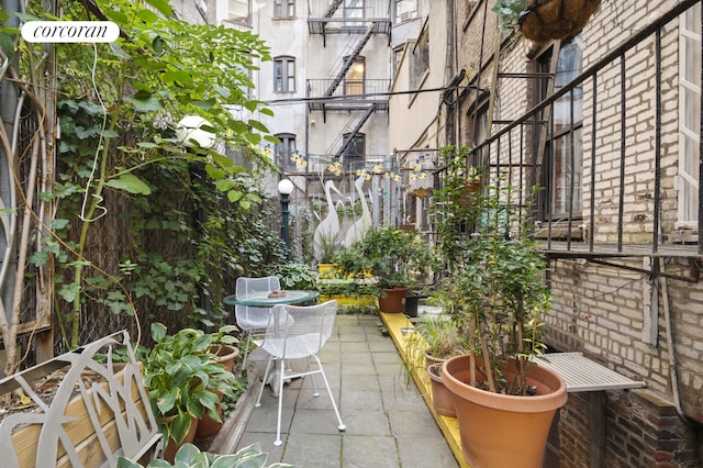 balcony with a patio