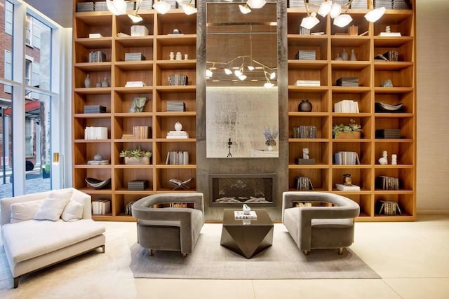 sitting room featuring tile patterned flooring