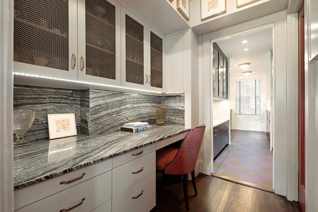 45 E 9th St Unit 45, New York City, NY 10003 - office area featuring dark wood-style floors and built in study area