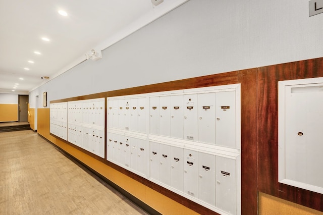 9707 4th Ave Unit 3R, New York City, NY 11220 - view of home's community with mail area, recessed lighting, and wood walls