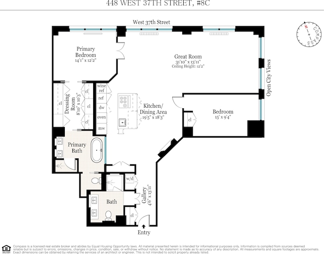 448 W 37th St Unit 8C, New York City, NY 10018 - view of floor plan / room layout