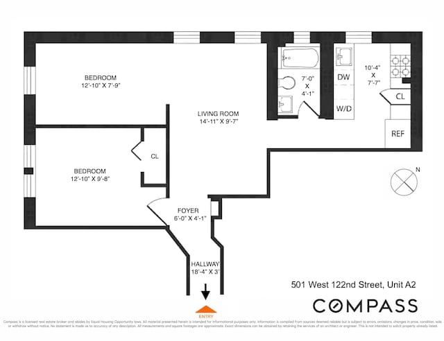 501 W 122nd St Unit A2, New York City, NY 10027 - view of room layout
